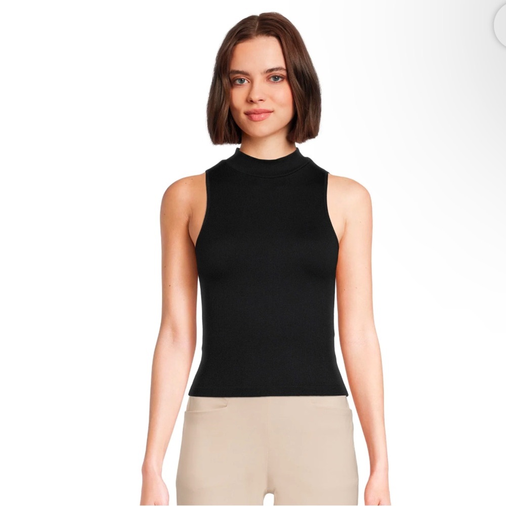 Madden NYC Juniors Black Sleeveless Mock Neck Top (L)
